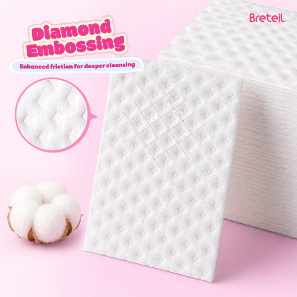 Breteil Wholesale Double-Sided Diamond-Shaped Cotton Pads Extra Large Thick Soft Skin-Friendly Suitable for Wet Compresses