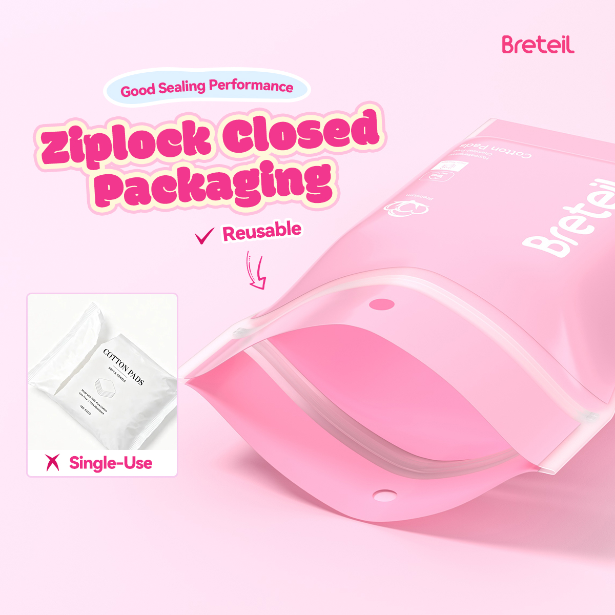 Breteil Wholesale Double-Sided Diamond-Shaped Cotton Pads Extra Large Thick Soft Skin-Friendly Suitable for Wet Compresses - 图片 11