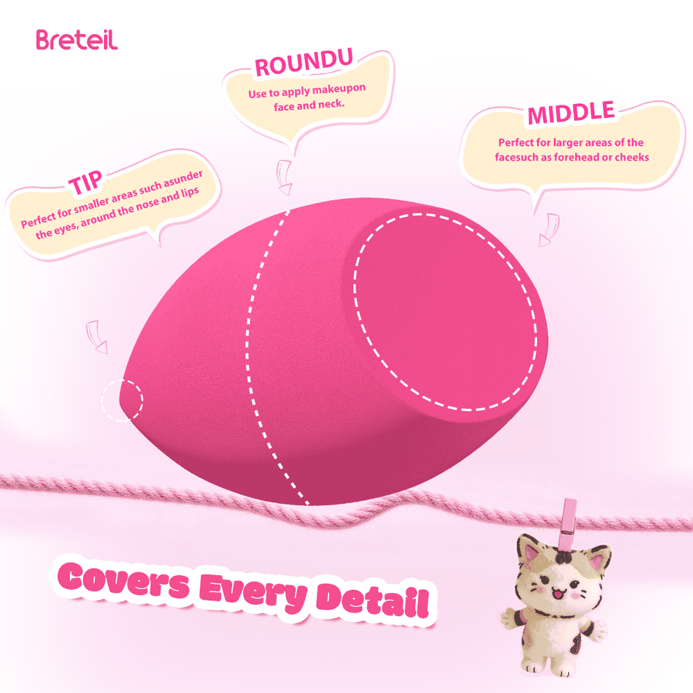 Breteil Makeup Sponge Soft Touch Facial Foundation Blending Beauty Cosmetic Puff Makeup Sponge Set Portable Travel Beauty Sponge - 图片 10
