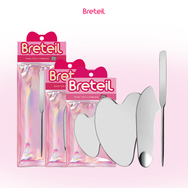 Breteil Wholesale Stainless Steel  Liquid Foundation Spatula Cosmetic Color Palette Mixer Shovel Mixing Spatula