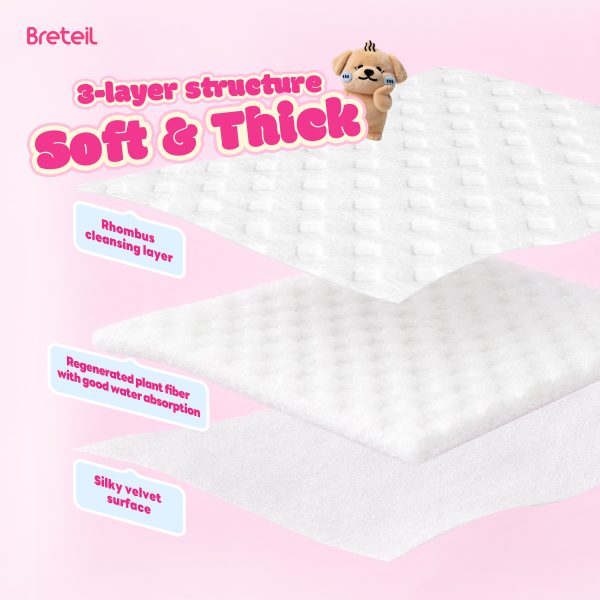 Breteil Wholesale Double-Sided Diamond-Shaped Cotton Pads Extra Large Thick Soft Skin-Friendly Suitable for Wet Compresses