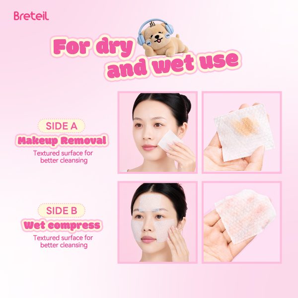 Breteil Pearl Pattern Cotton Pads for Deep Cleansing, Suitable for Both Dry and Wet Compresses, Makeup Remover Pads