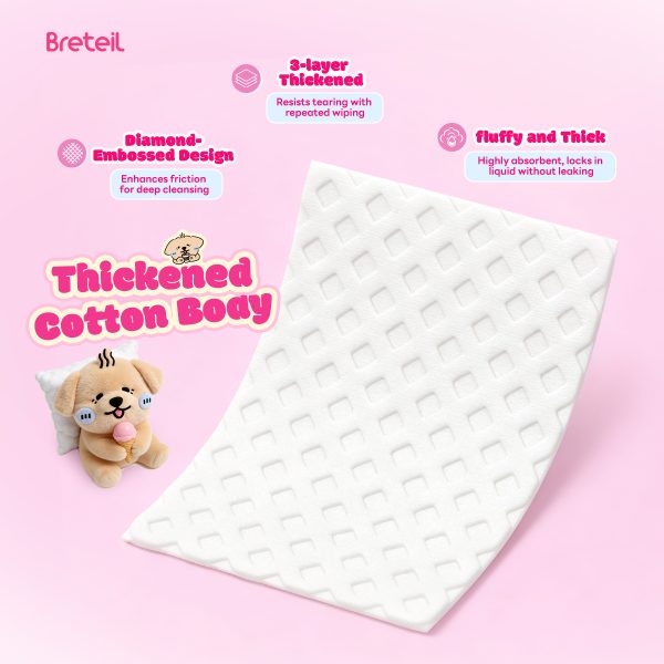 Breteil Wholesale Double-Sided Diamond-Shaped Cotton Pads Extra Large Thick Soft Skin-Friendly Suitable for Wet Compresses