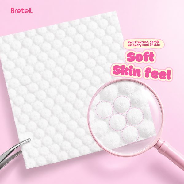 Breteil Pearl Pattern Cotton Pads for Deep Cleansing, Suitable for Both Dry and Wet Compresses, Makeup Remover Pads