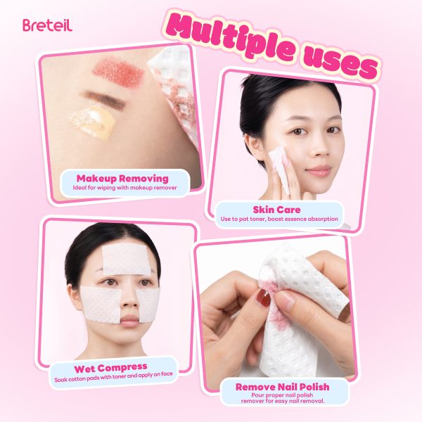 Breteil Wholesale Double-Sided Diamond-Shaped Cotton Pads Extra Large Thick Soft Skin-Friendly Suitable for Wet Compresses