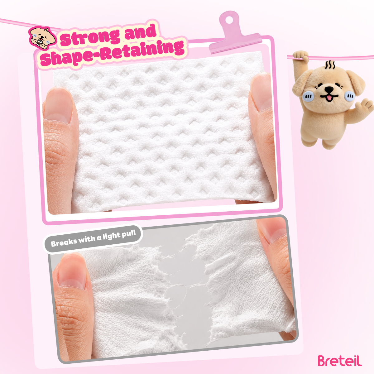 Breteil Wholesale Double-Sided Diamond-Shaped Cotton Pads Extra Large Thick Soft Skin-Friendly Suitable for Wet Compresses - 图片 8