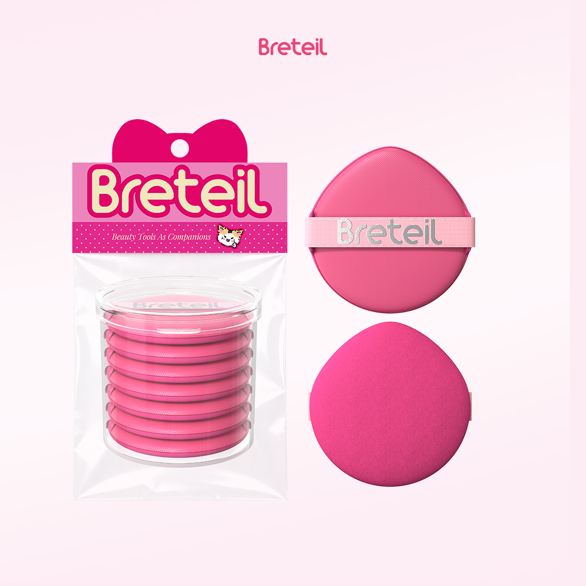 Breteil Wholesale  3PCS Powder Puff Loose Sponge Washable Powder Cosmetic Soft Cotton Puff Teardrop-shaped 7PCS Powder Puff - 图片 7