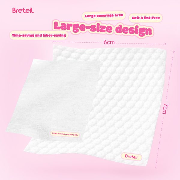 Breteil Pearl Pattern Cotton Pads for Deep Cleansing, Suitable for Both Dry and Wet Compresses, Makeup Remover Pads