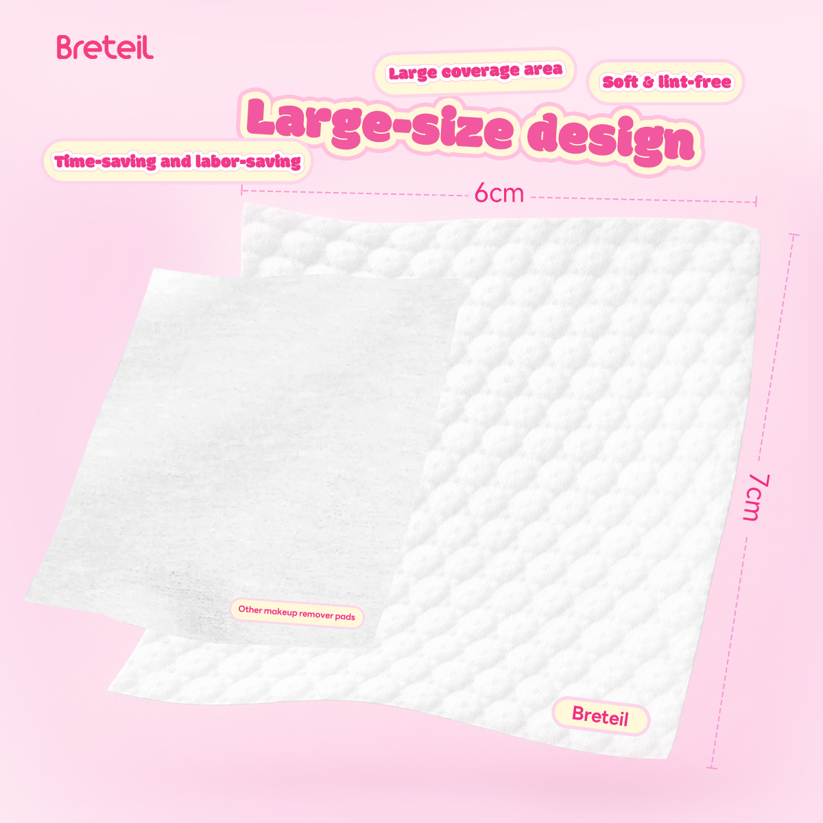 Breteil Pearl Pattern Cotton Pads for Deep Cleansing, Suitable for Both Dry and Wet Compresses, Makeup Remover Pads - 图片 8