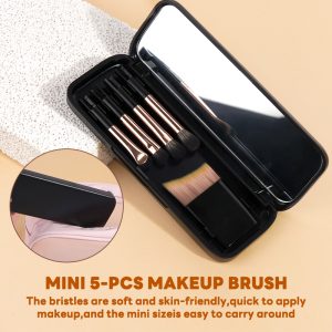 Maange Wholesale Custom OEM&ODM Private Label 5pcs Professional Travel Mini Mirror Brush  Professional Makeup Brush Set - 图片 4