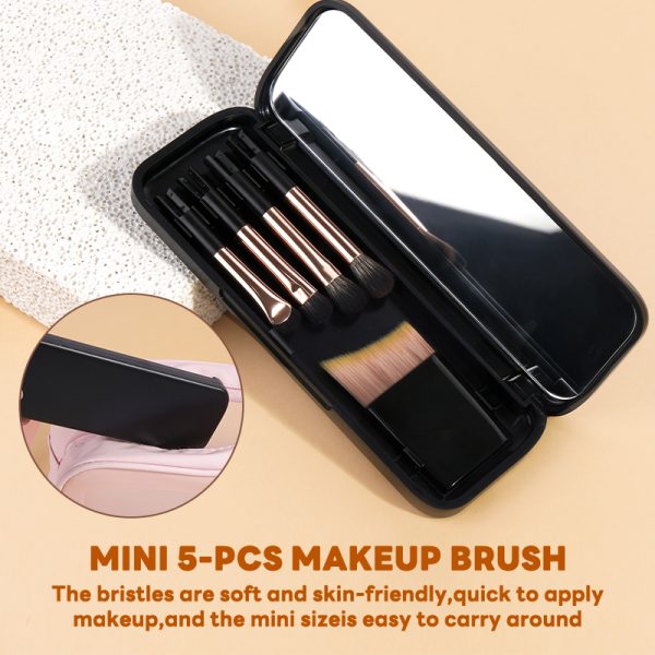 Maange Wholesale Custom OEM&ODM Private Label 5pcs Professional Travel Mini Mirror Brush  Professional Makeup Brush Set