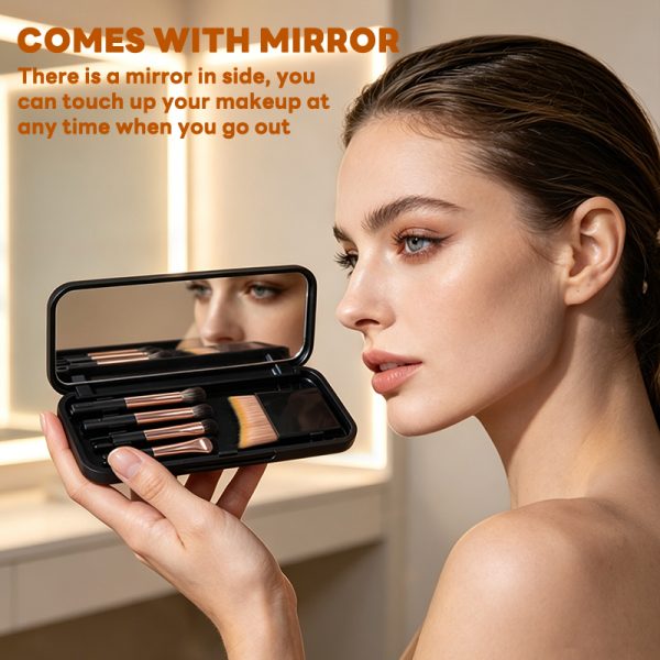 Maange Wholesale Custom OEM&ODM Private Label 5pcs Professional Travel Mini Mirror Brush  Professional Makeup Brush Set
