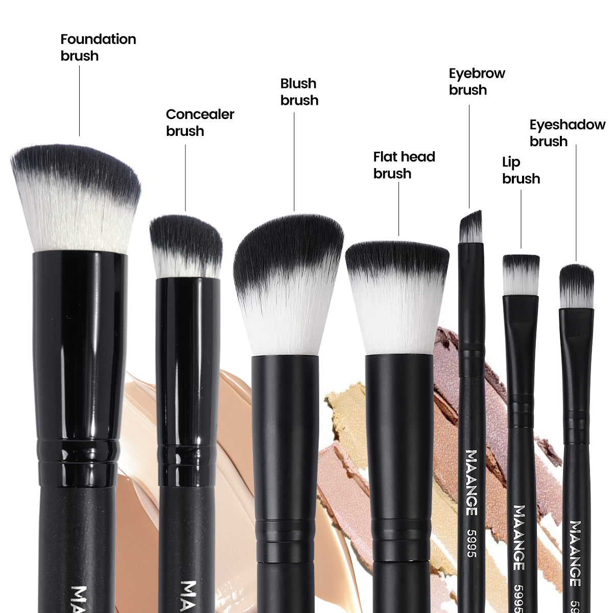 MAANGE Custom Logo OEM&ODM Luxury 7pcs Double-ended Makeup Brushes Set Private Label Facial Makeup Brush Set - 图片 4