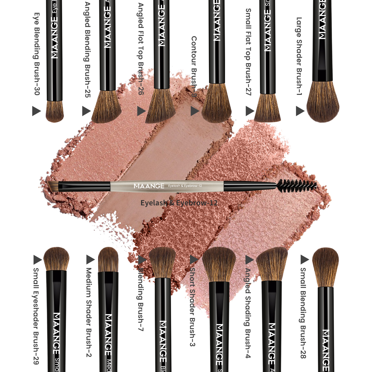 MAANGE Wholesale Natural 13pcs Makeup Brush Set Soft High Quality Hair Blush Powder Brush Concealer Makeup Tool Makeup Brush Set - 图片 4