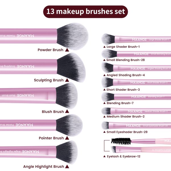MAANGE Custom OEM&ODM 13pcs Makeup Brush Set Soft High Quality Hair Blush Powder Brush Concealer Professional Makeup Brush Set