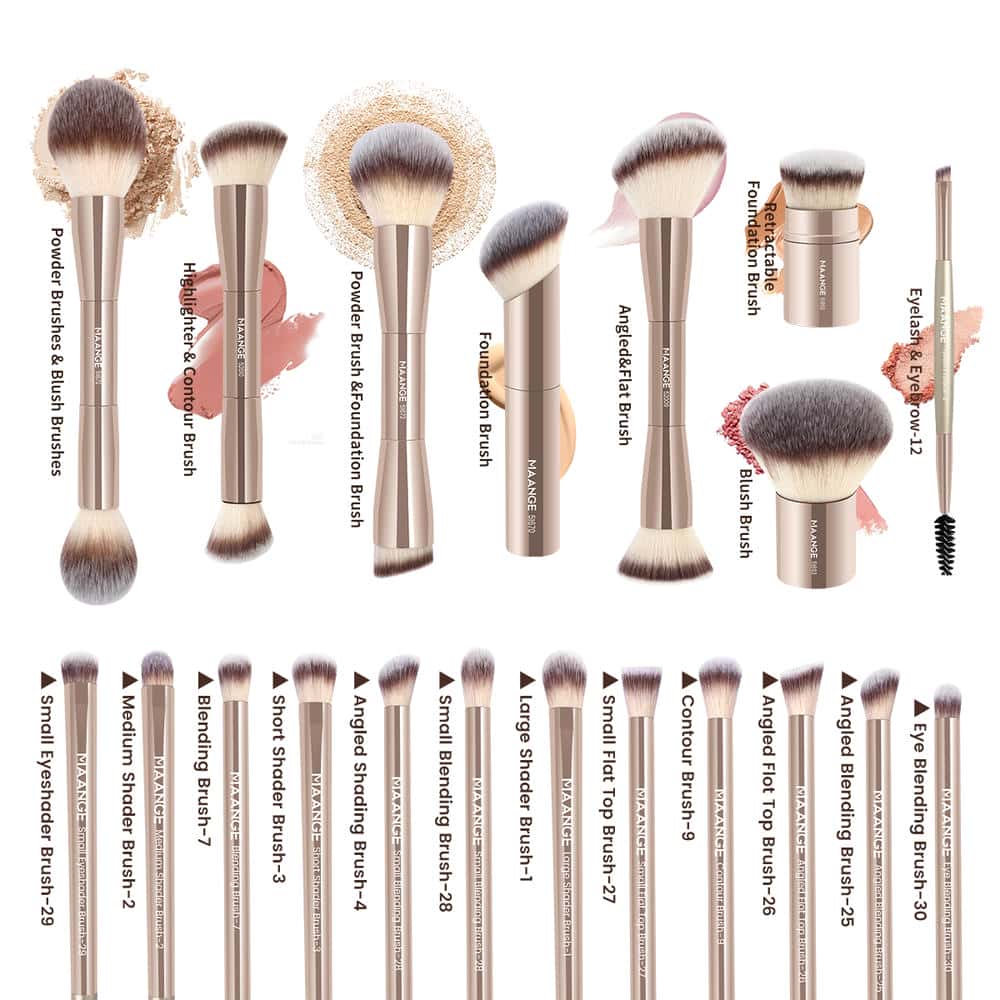 MAANGE  Custom Logo 20pcs Makeup Brush Makeup Bax Foundation Loose Powder Eyeshadow  Professional Makeup Brush Set - 图片 7
