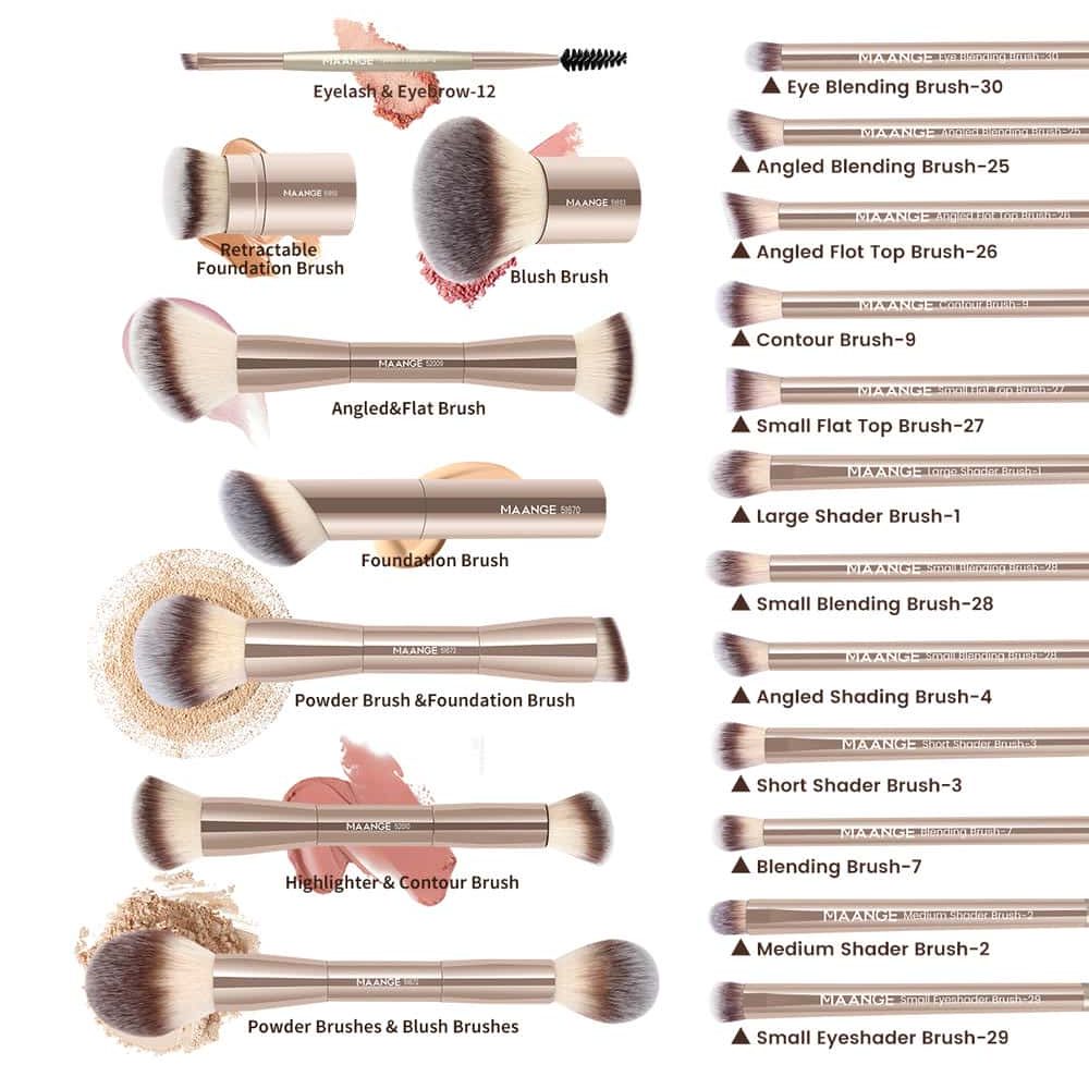 MAANGE  Wholesale Custom Logo 20pcs Makeup Brush Makeup Bag Foundation Loose Powder Eyeshadow  Professional Makeup Brush Set - 图片 7