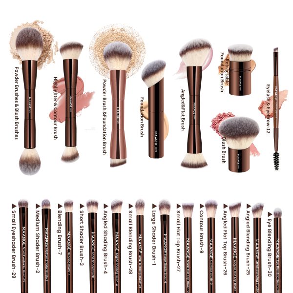 MAANGE Wholesale Custom Logo 20pcs Makeup Brush Makeup Bag Foundation Loose Powder Eyeshadow Professional Makeup Brush Kit