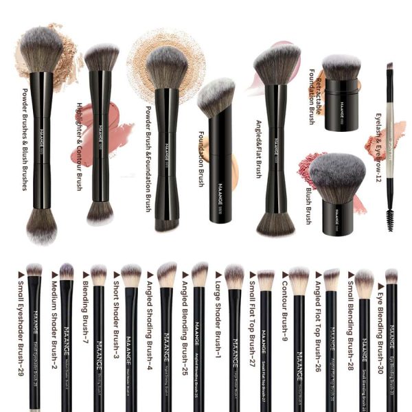 MAANGE Custom OEM&ODM 20pcs Makeup Brush Private Label 2pcs Powder Puff Professional Makeup Brush Kit Face Makeup Brush Set