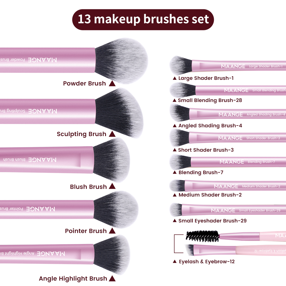 MAANGE Wholesale Custom OEM&ODM 13pcs Makeup Brush Set 2PCS Air Cushion Puff Powder Brush Concealer Makeup Tool Makeup Brush Set - 图片 7