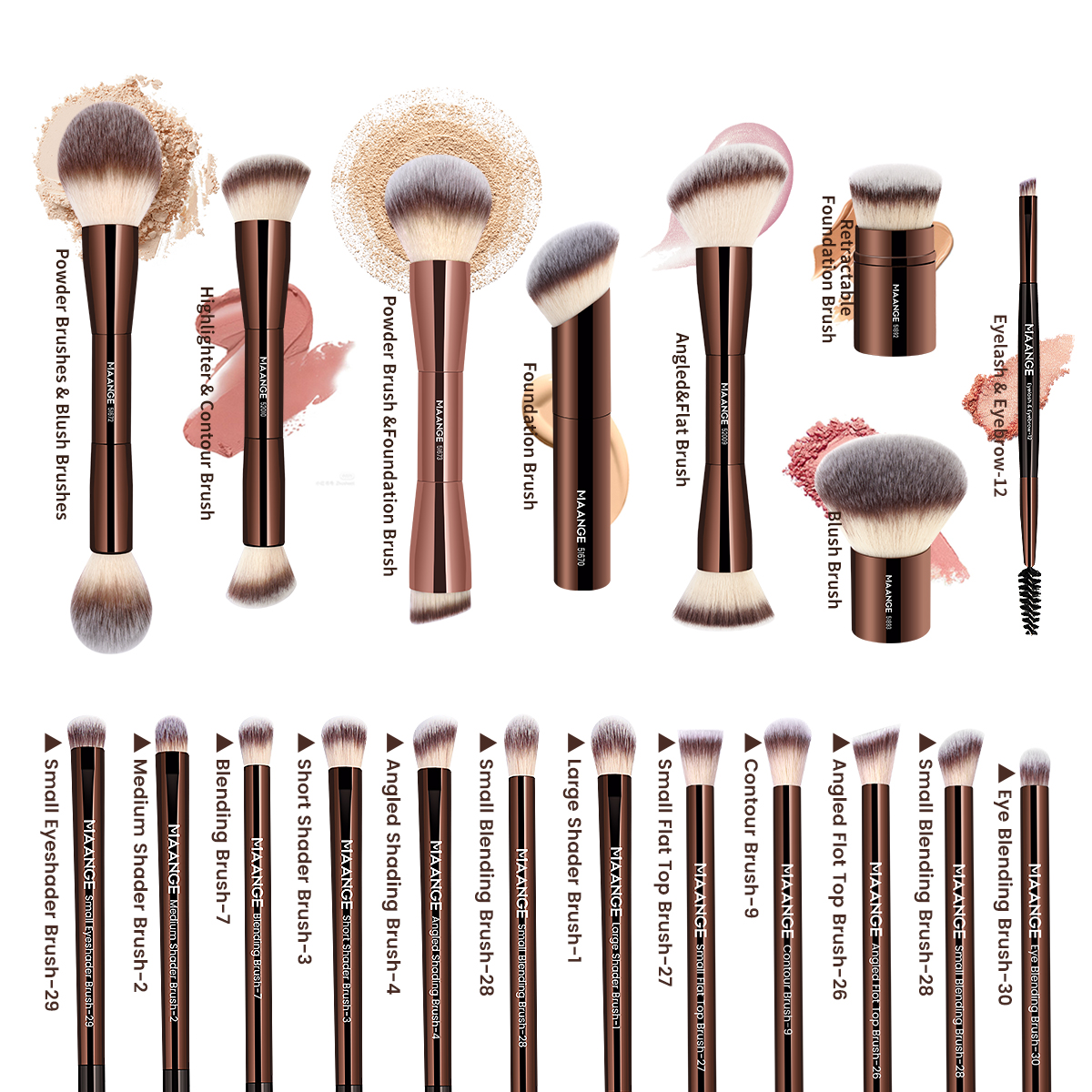 MAANGE  Custom OEM&ODM 13pcs Makeup Brush Set 2PCS Air Cushion Puff Powder Brush Concealer Wholesale Makeup Brush Set - 图片 9