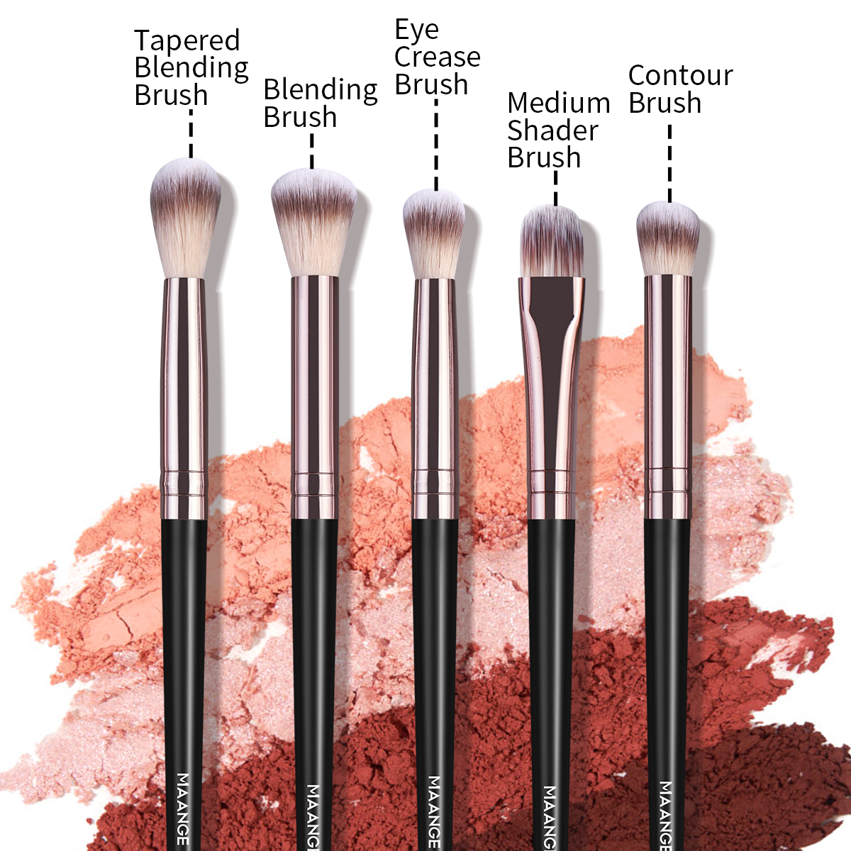 MAANGE Custom 5pcs Eye Makeup Brush  Eyebrow Pencil Brush Eyeshadow Brush Highlighter Makeup Box Cosmetic Brush Set - 图片 5