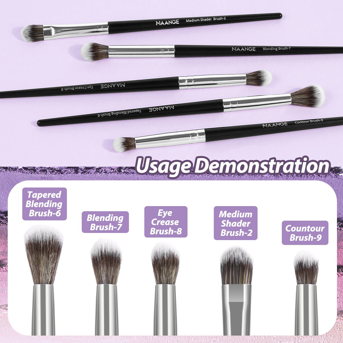 MAANGE 5pcs Eye Makeup Brush Blending EyeShadow Eyebrow Pencil Brush Eyeshadow Brush Highlighter Professional Makeup Brush Set - 图片 5