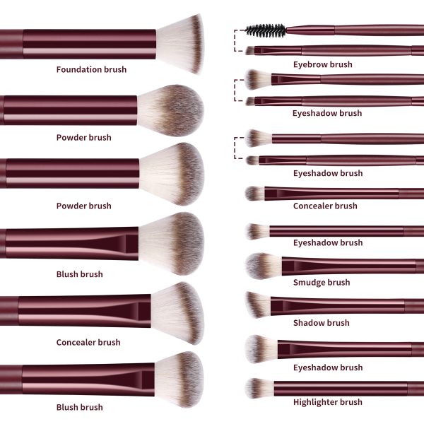 MAANGE Wholesale 15PCS Cosmetics Brushes Foundation Loose Powder  Private Label Customizable Professional Makeup Brush Set