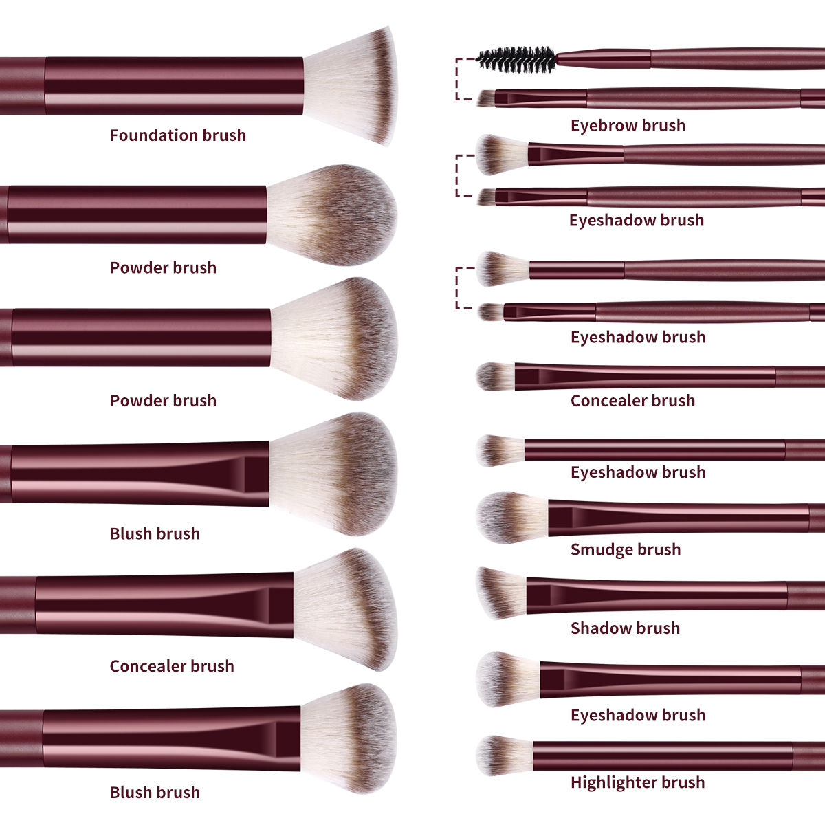 MAANGE Wholesale 15PCS Cosmetics Brushes Foundation Loose Powder  Private Label Customizable Professional Makeup Brush Set - 图片 2