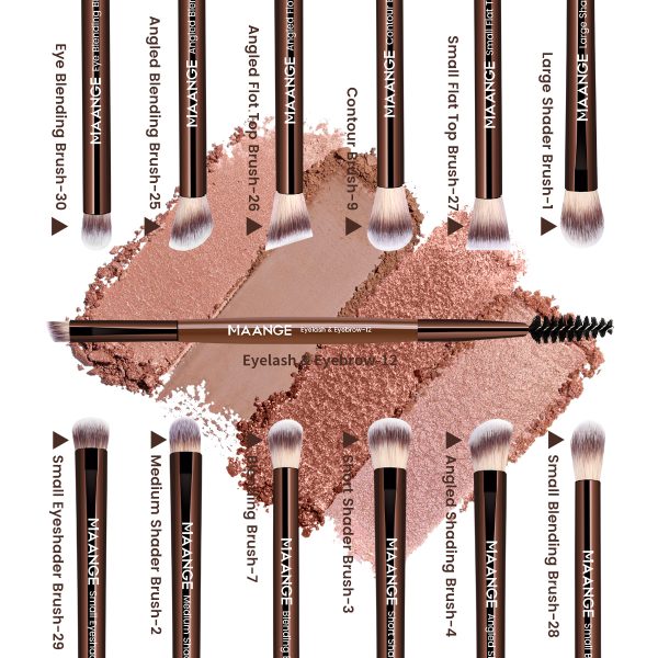 MAANGE Wholesale High Quality Natural 13pcs Eyes Makeup Brush Set Soft Hair Custom Makeup Tool Eye Makeup Brush Set