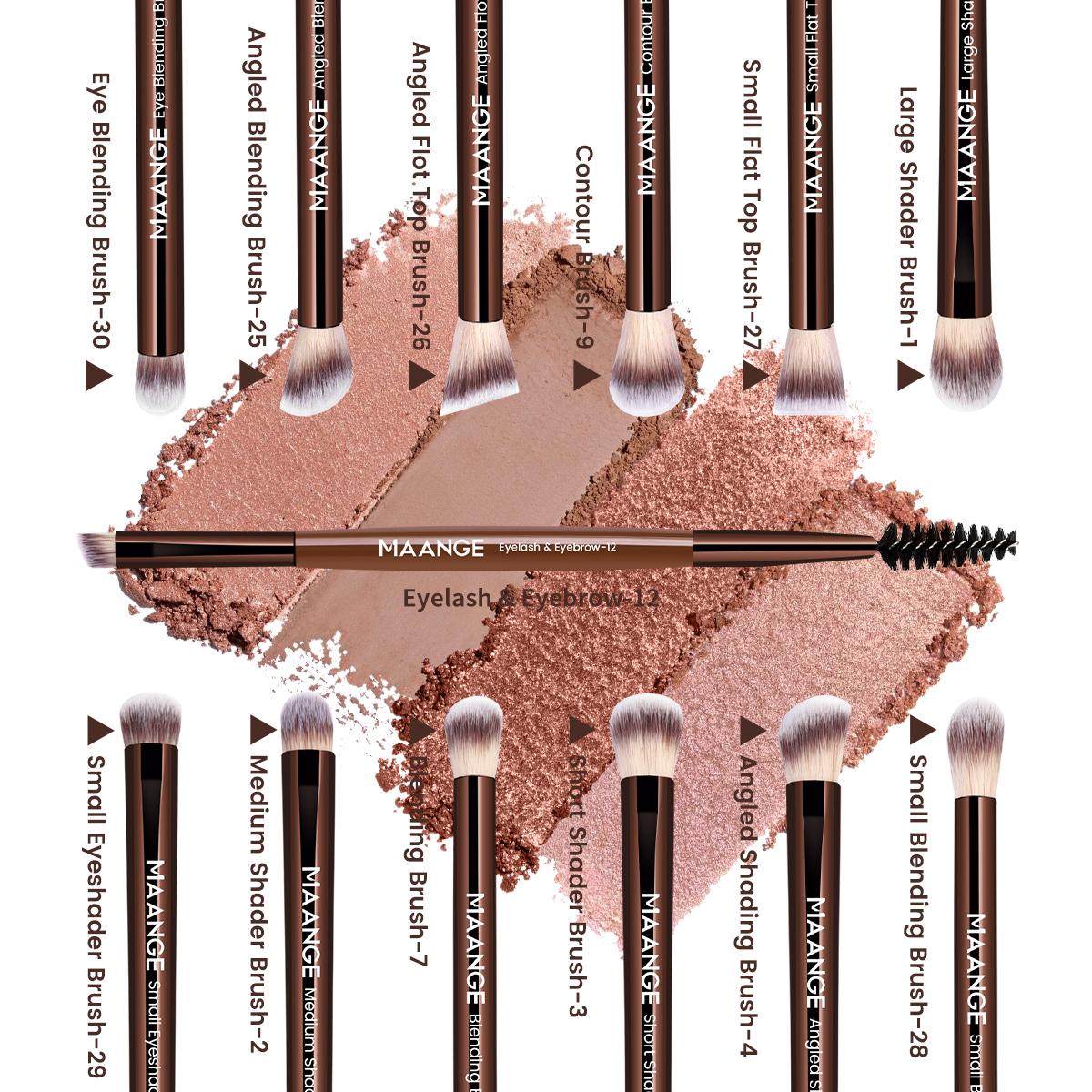 MAANGE Wholesale High Quality Natural 13pcs Eyes Makeup Brush Set Soft Hair Custom Makeup Tool Eye Makeup Brush Set - 图片 2