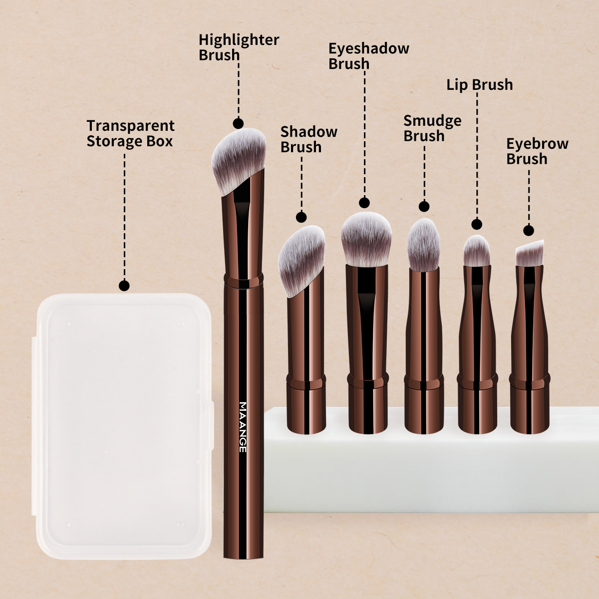 MAANGE Wholesale New Arrival 6-in-1 Makeup Brush Foundation Concealer Eyeshadow Brush Customizable Professional Makeup Brush - 图片 6