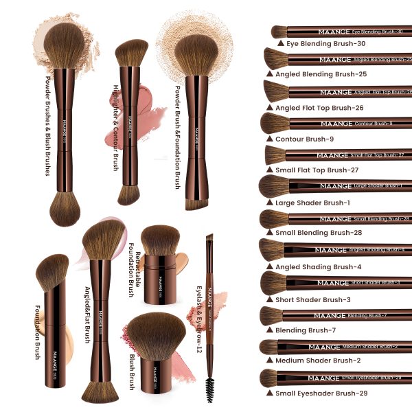 MAANGE Wholesale 20pcs Makeup Brushes Kits Cosmetic Private Label Foundation Blush Contouring Eyeshadow Brush Makeup Brush Set