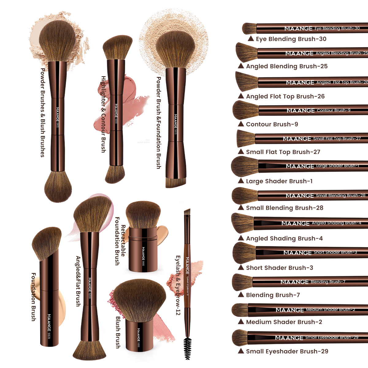 MAANGE Wholesale 20pcs Makeup Brushes Kits Cosmetic Private Label Foundation Blush Contouring Eyeshadow Brush Makeup Brush Set - 图片 7