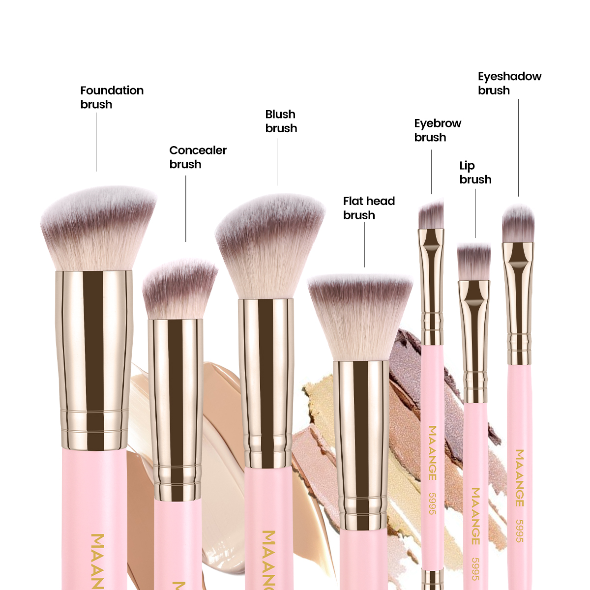 MAANGE Custom Logo OEM&ODM Luxury 7pcs Double-ended Makeup Brushes Set Private Label Facial Makeup Brush Set - 图片 5