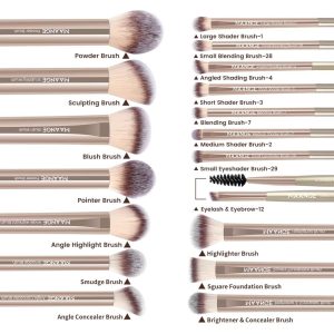 MAANGE Wholesale Custom OEM&ODM 18pcs Makeup Brush Set Makeup Bag Foundation Powder EyeShadow Makeup Brushes - 图片 8