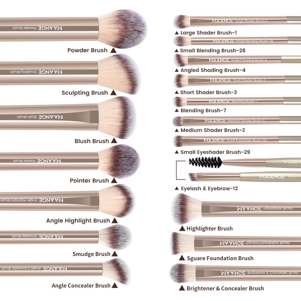 MAANGE Wholesale Custom OEM&ODM 18pcs Makeup Brush Set Makeup Bag Foundation Powder EyeShadow Makeup Brushes - 图片 8