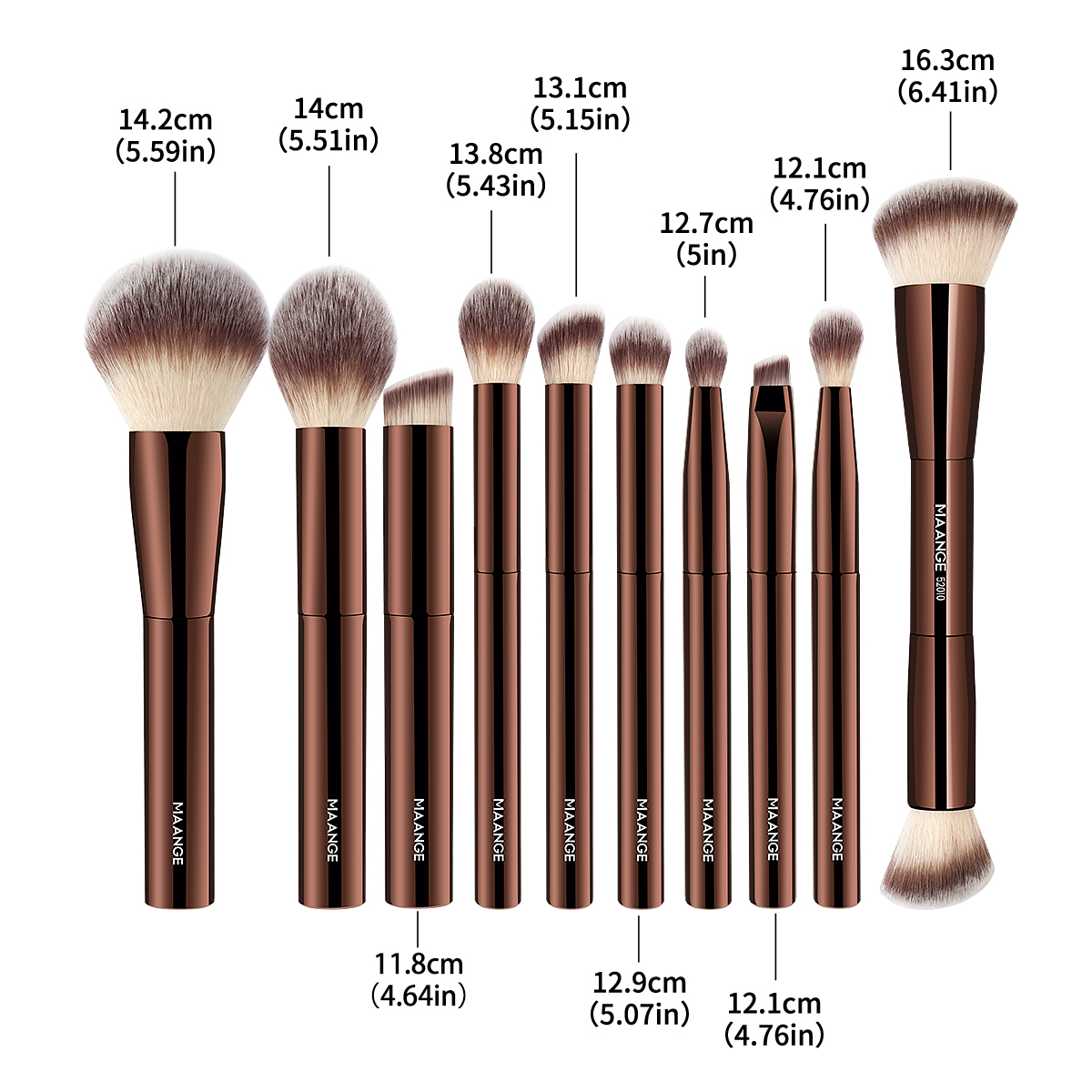 MAANGE Wholesale 15PCS Brushes Eyeshadow Foundation Blush Loose Powder Private Label Customizable Professional Makeup Brush Set - 图片 6