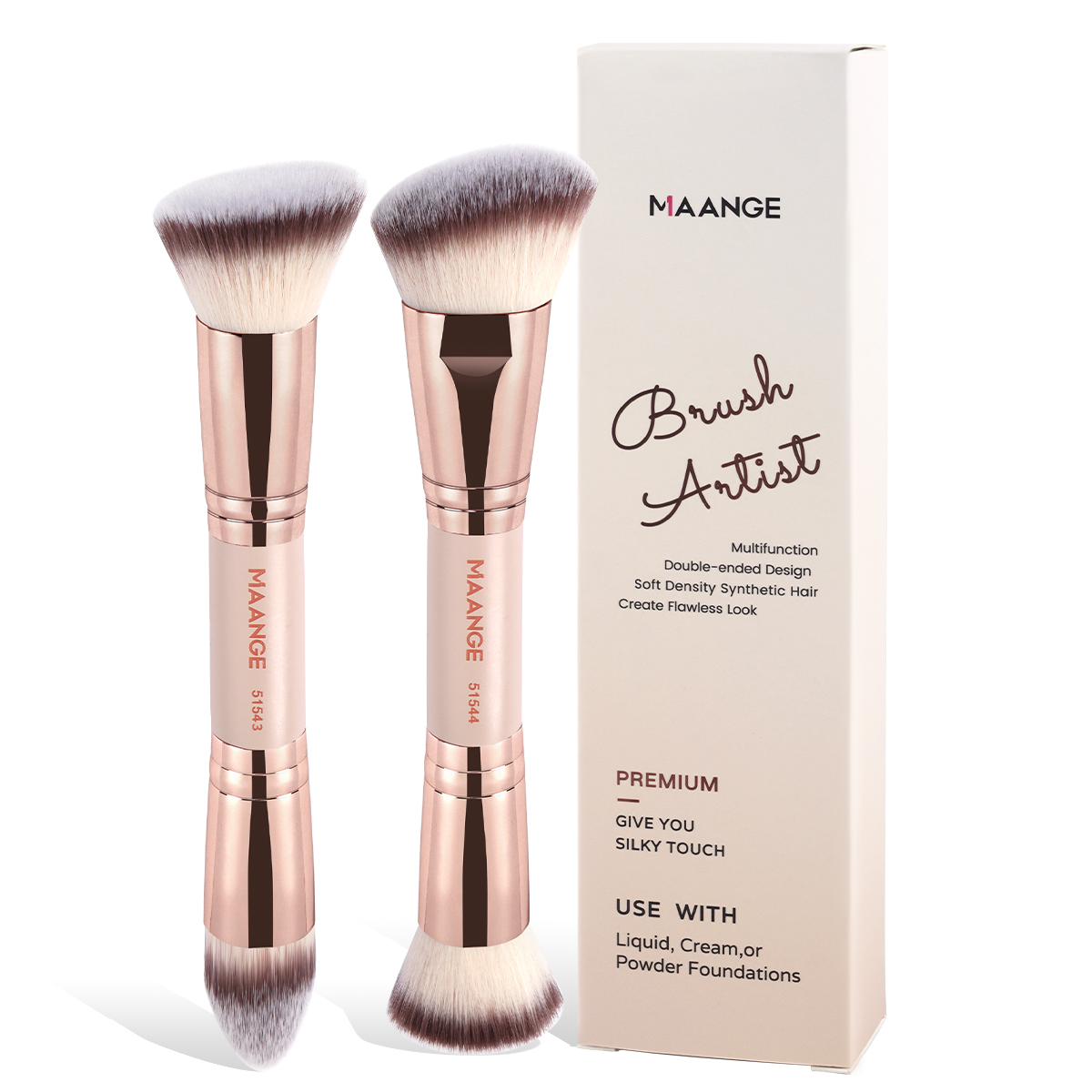 MAANGE Luxury 2pcs Makeup Brush Makeup Box  Foundation Brush Private Label Streak-Free Liquid/BB Cream Makeup Tools Brush - 图片 1