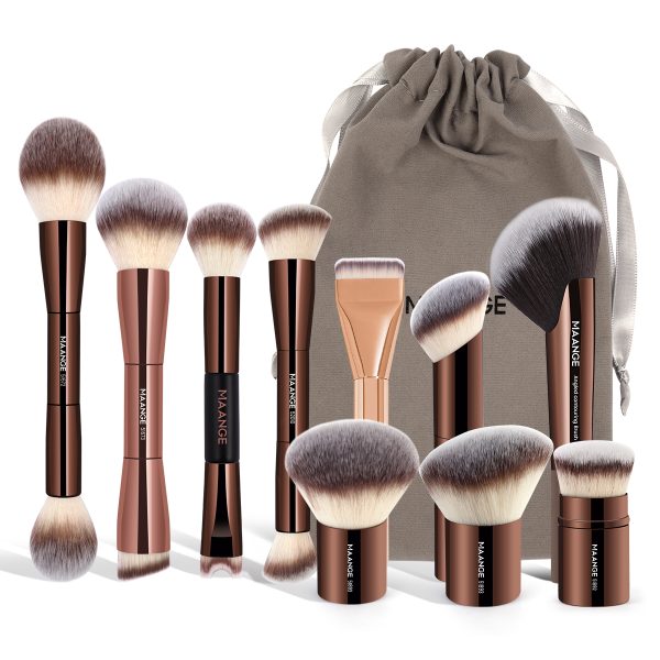 MAANGE Custom OEM&ODM 10PCS Professional Makeup Brushes Private Label Foundation Eyeshadow Brush Facial Makeup Brushes Set