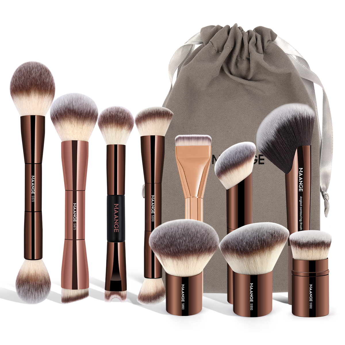 MAANGE Custom OEM&ODM 10PCS Professional Makeup Brushes Private Label Foundation Eyeshadow Brush Facial Makeup Brushes Set - 图片 1