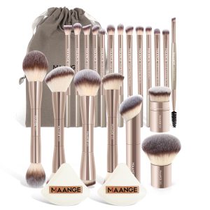 MAANGE Wholesale 20pcs Makeup Brush Private Label 2pcs Powder Puff Professional Makeup Brush Kit Luxury Face Makeup Brush Set