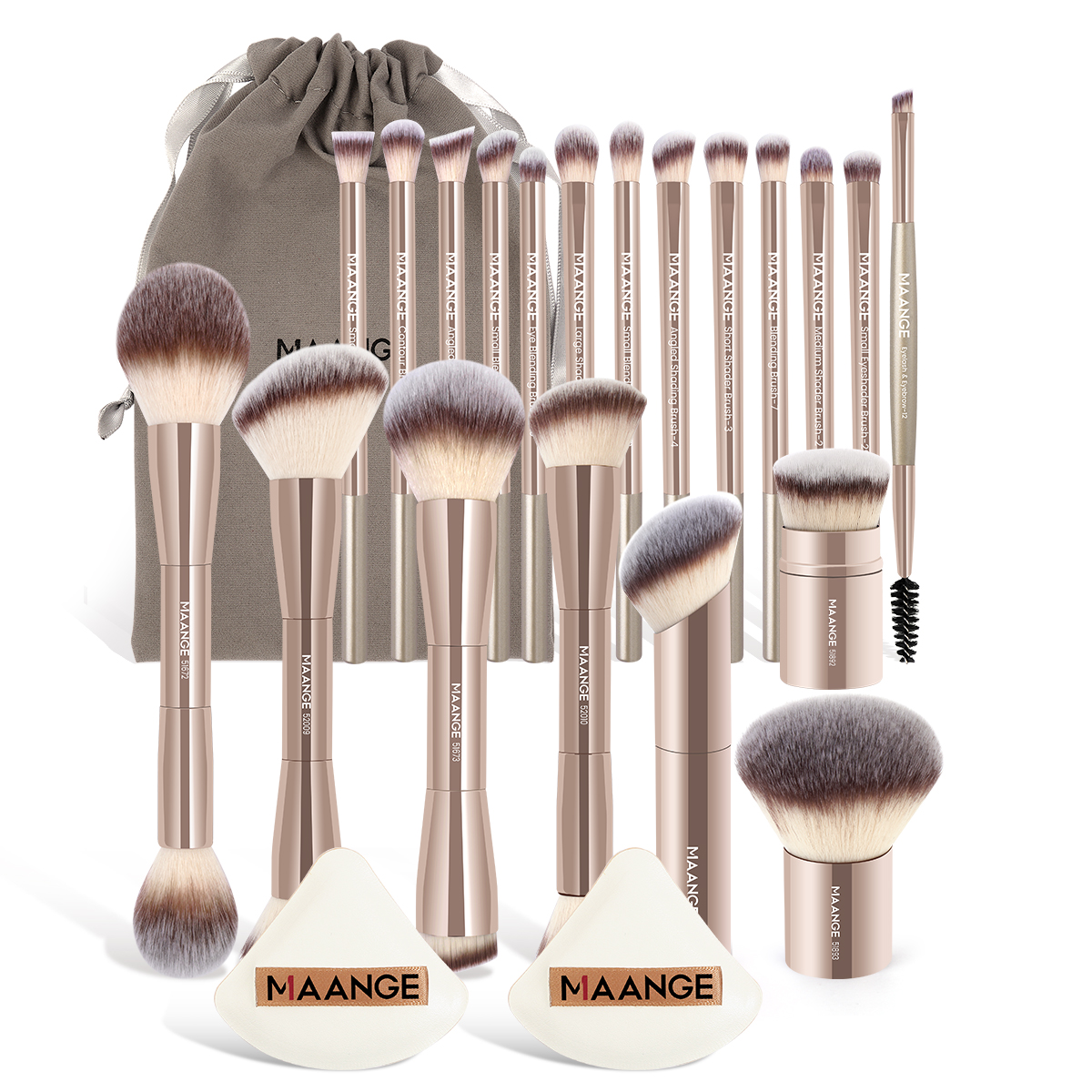 MAANGE Wholesale 20pcs Makeup Brush Private Label  2pcs Powder Puff Professional Makeup Brush Kit Luxury Face Makeup Brush Set - 图片 1