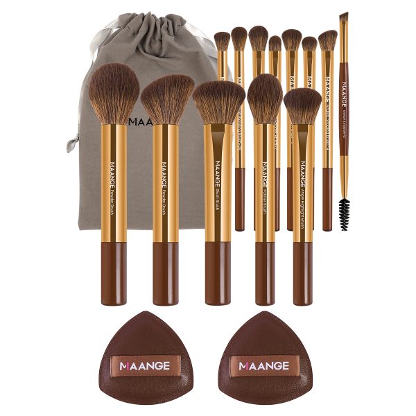 MAANGE Custom OEM&ODM 13pcs Makeup Brush Set 2PCS Air Cushion Puff Powder Brush Concealer Wholesale Makeup Brush Set