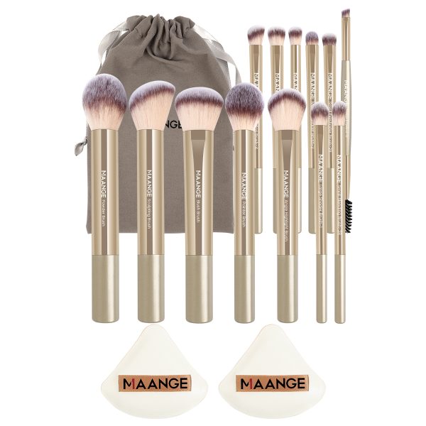 MAANGE Wholesale Custom OEM&ODM 13pcs Makeup Brush Set 2PCS Air Cushion Puff Powder Brush Concealer Facial Makeup Brush Set