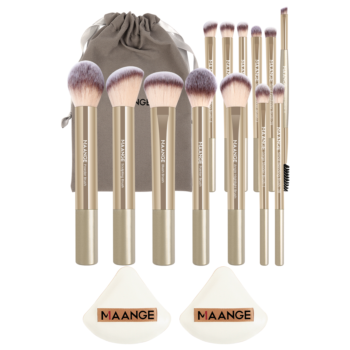 MAANGE Wholesale Custom OEM&ODM 13pcs Makeup Brush Set 2PCS Air Cushion Puff Powder Brush Concealer Facial  Makeup Brush Set - 图片 1