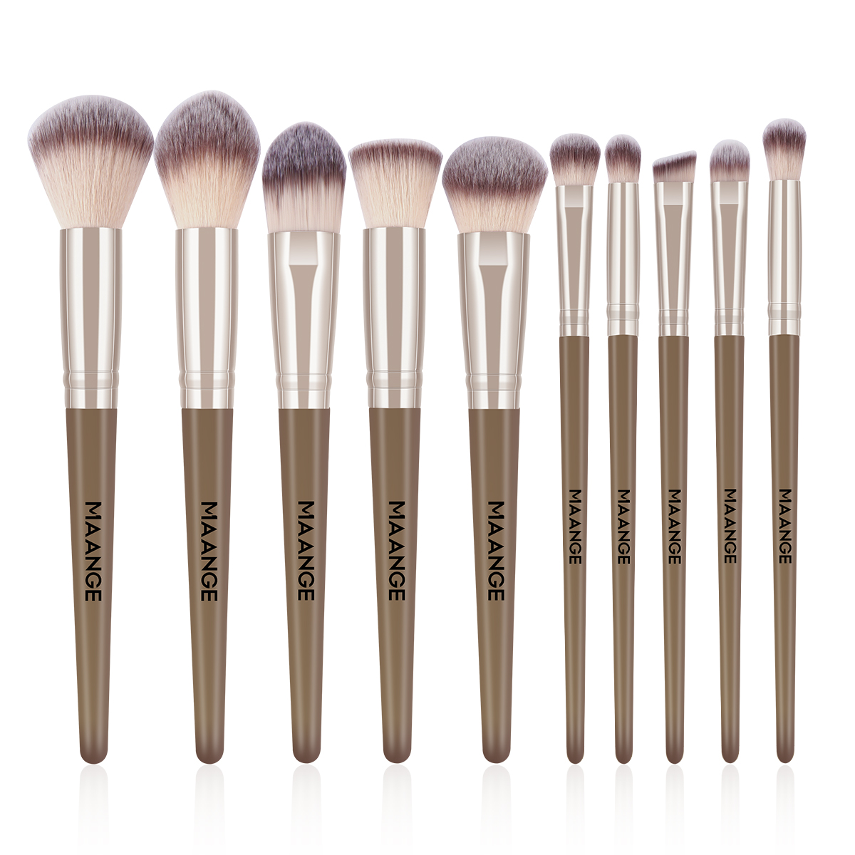 Maange Custom Logo 10pcs Makeup Brushes Foundation Brush Loose Powder Brush Eyeshadow Brush Professional Makeup Brush Set - 图片 1