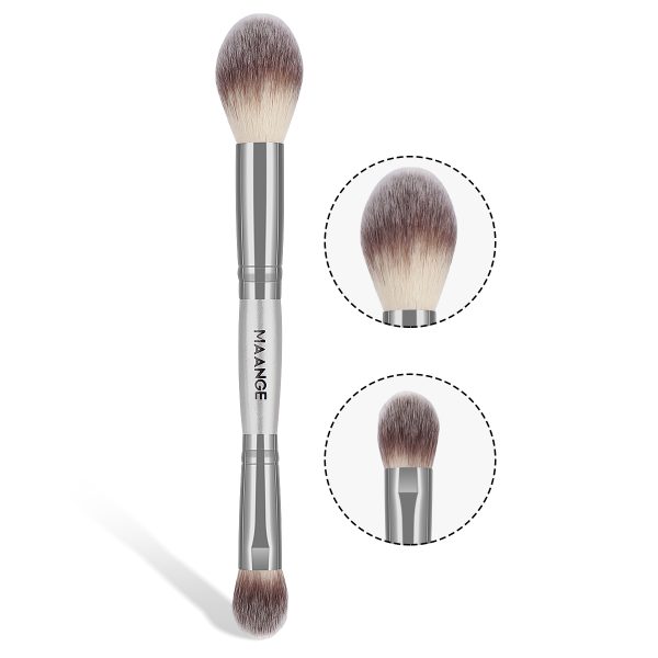 MAANGECustom Logo Aluminum Tube Synthetic Hair  Foundation Loose Powder Blush Brush Makeup Brushes