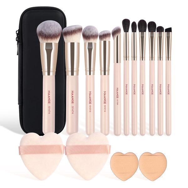 MAANGE Custom OEM&ODM 11pcs  Makeup Brush 4pcs Powder Puff Facial  Makeup Brushes  Private Label Professional Makeup Brush Kit