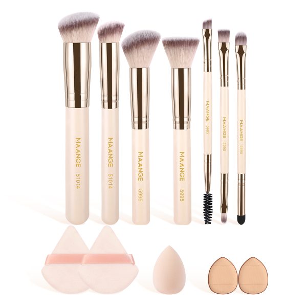 MAANGE Wholesale Professional 7pcs Brush 5pcs Powder Puff Eyeshadow Brushes Loose Powder Blush Foundation Makeup Brushes Set
